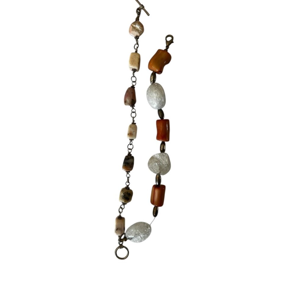 Set of Two Bracelets plus Earring Agate Marble & Faceted Beads - Picture 4 of 8